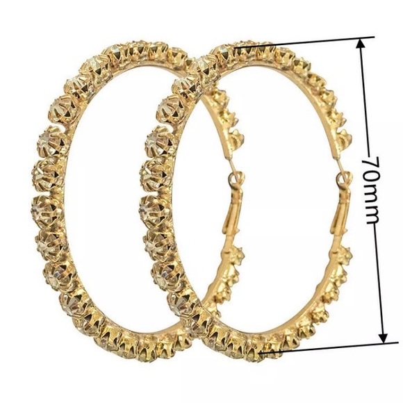 NEW 18K Yellow Gold Diamond Hoop Earrings - Picture 2 of 5